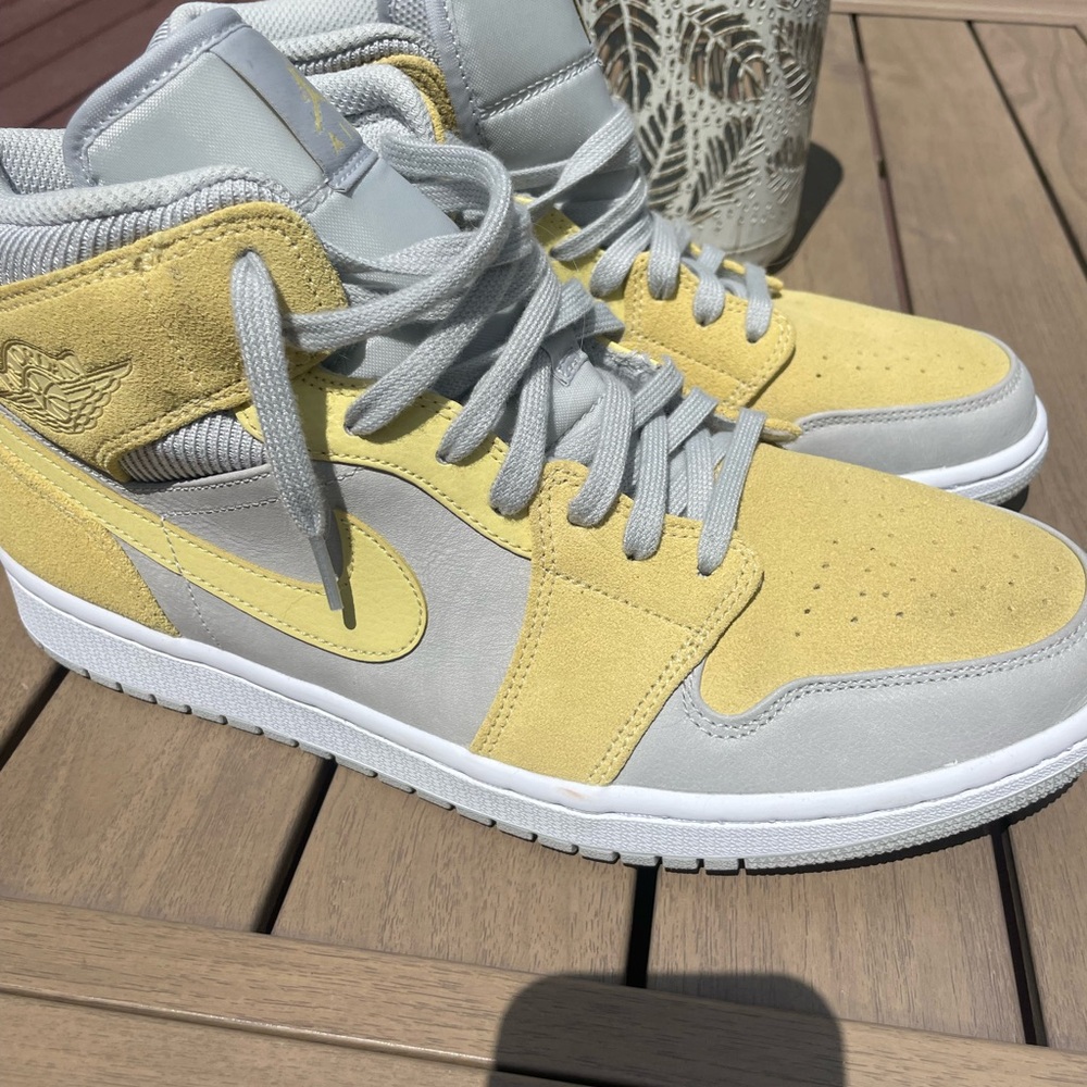 Air Jordan Nike Yellow and Gray High-Top Sneakers